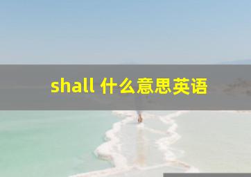 shall 什么意思英语